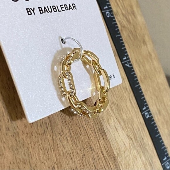 4/$20 BaubleBar Sugarfix Womens Ring Size 8 Chain Link Gem Accent Ring Gold Tone - Picture 5 of 6